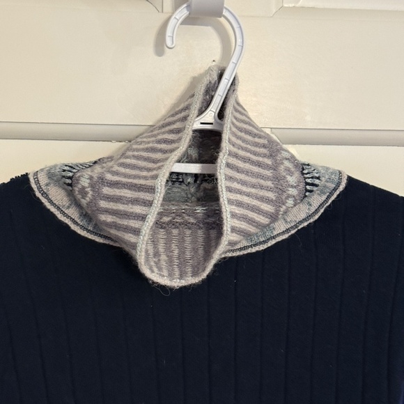 Free People Navy and Gray Cowl Neck Sweater - Picture 3 of 8